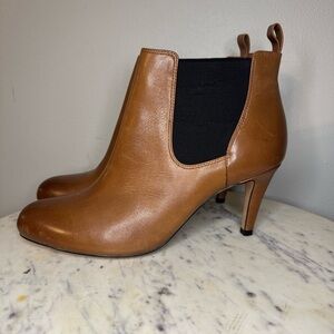 Clarks Carlita Booties Size 10 M Tan Leather heels shoes comfort